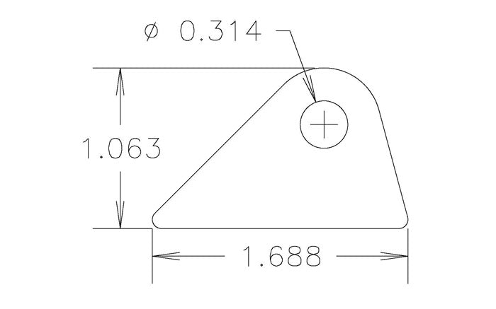Chassis Tab, Flat #109, 4130 material, 3/16" thick, 20 pcs