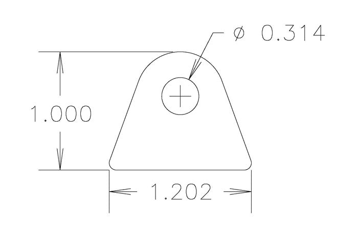 Chassis Tab, Flat #116, 4130 material, 1/8" thick, 4 pcs