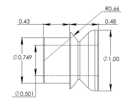 Misalignment Bushing, fits 3/4" bore, 1/2" ID for bolt.