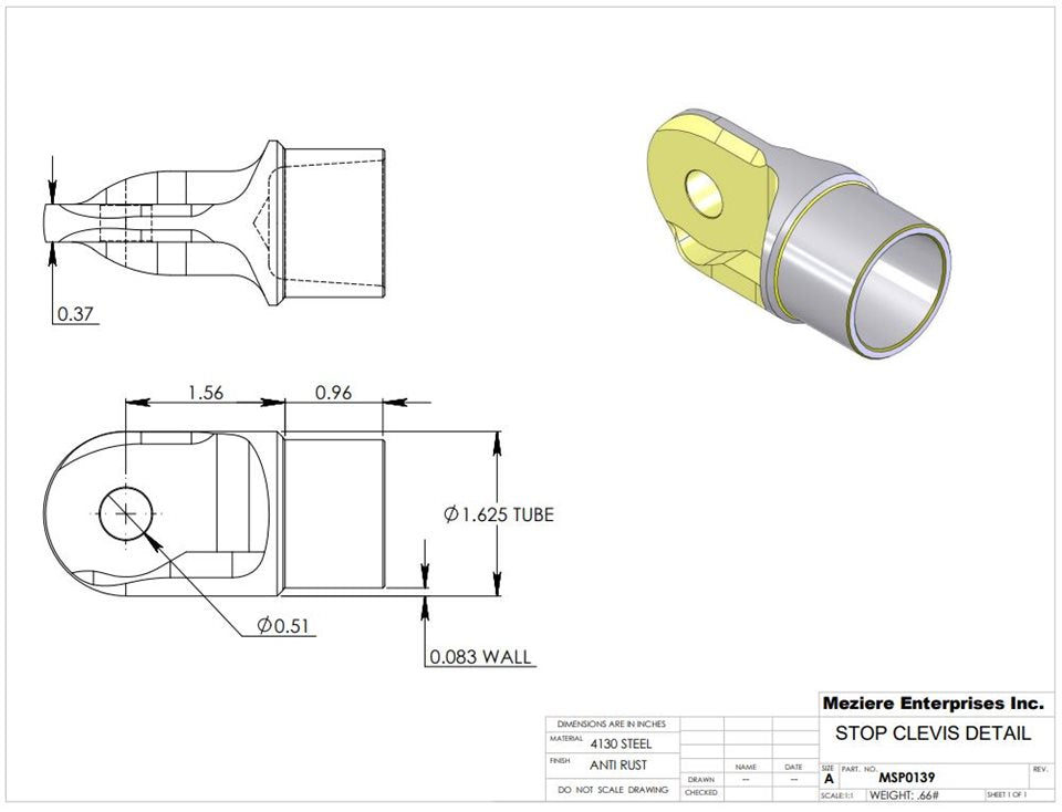 Pala de tope, 3/8 de ancho, se adapta a 1-5/8 x .083w