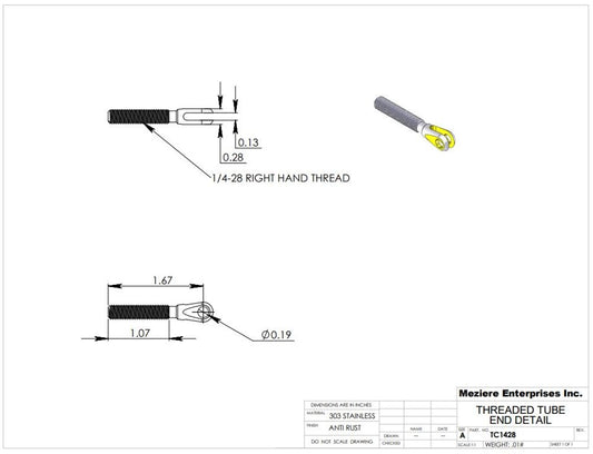 Threaded Clevis, 1/4-28 RH Thread, Alloy Steel