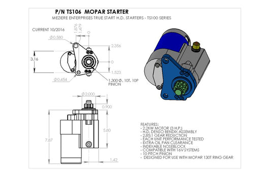 True Start for Mopar, 100 Series, for 130 tooth
