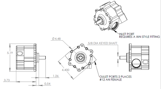 Mechanical Pump, Remote mount, 2 out, Std Rotation, 3"