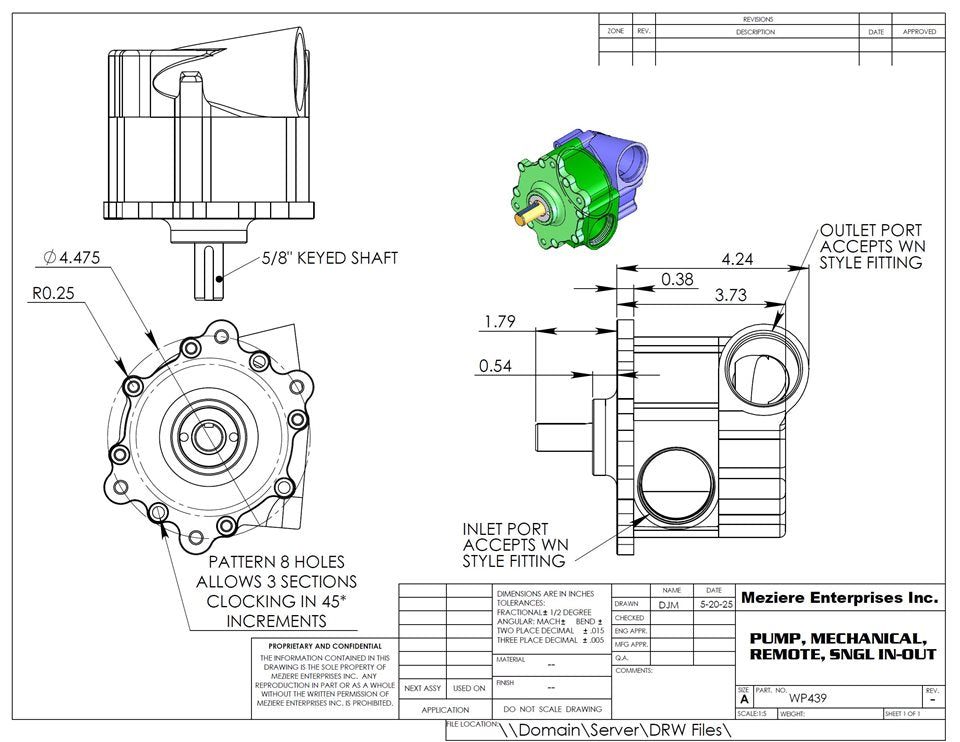 Mechanical Pump, Remote mount, 1 out, Std Rotation, 3"