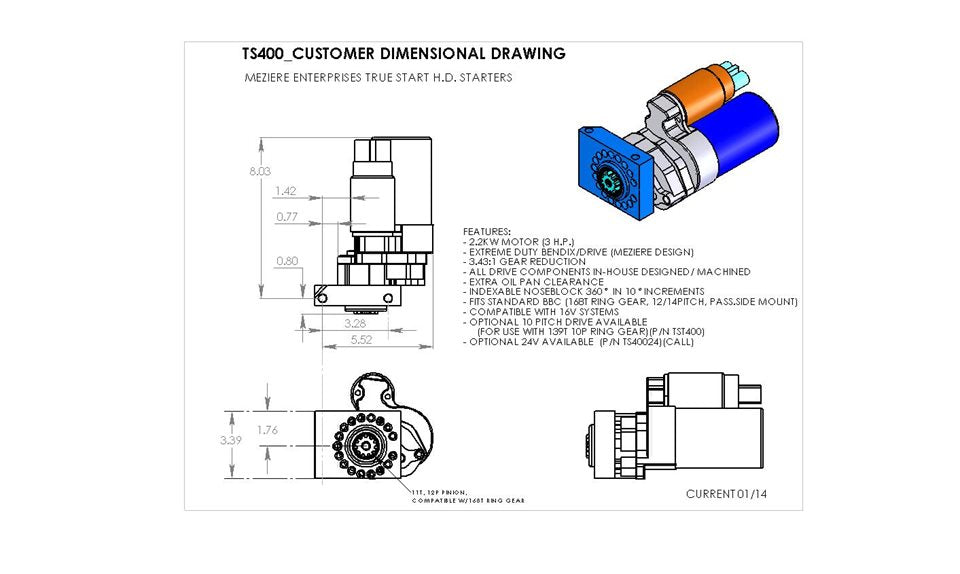 TS400 True Start for Chevrolet, 400 Series for 168 tooth