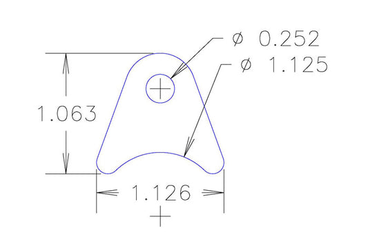 Chassis Tab, Flat #101, 4130 material, 1/8" thick, 20 pcs