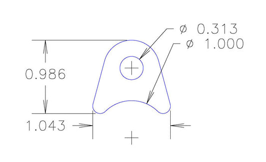 Chassis Tab, Flat #102, 4130 material, 1/8" thick, 20 pcs