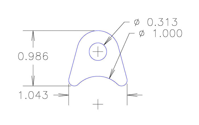 Chassis Tab, Flat #102, 4130 material, 1/8" thick, 4 pcs