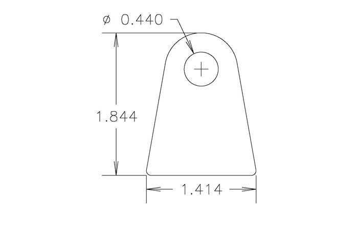 Chassis Tab, Flat #112, 4130 material, 3/16" thick, 20 pcs