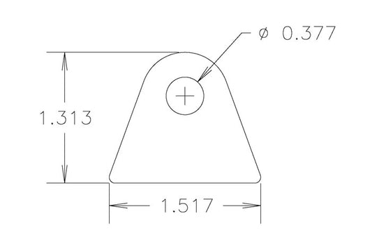 Chassis Tab, Flat #117, 4130 material, 1/8" thick, 20 pcs