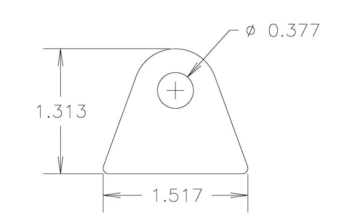Chassis Tab, Flat #117, 4130 material, 1/8" thick, 4 pcs