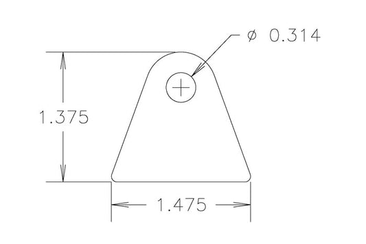 Chassis Tab, Flat #118, 4130 material, 1/8" thick, 20 pcs