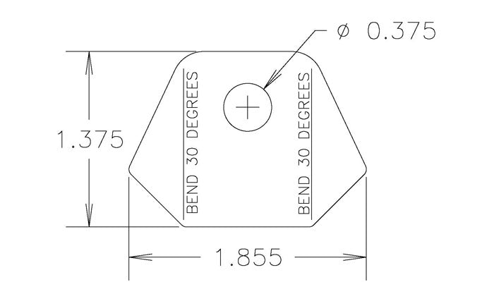 Chassis Tab, Bent #301, 4130 material, 1/8" thick, 2 pcs
