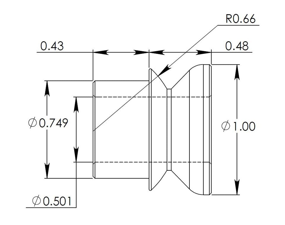 Misalignment Bushing, fits 3/4" bore, 1/2" ID for bolt.