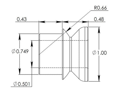 Misalignment Bushing, fits 3/4" bore, 1/2" ID for bolt.