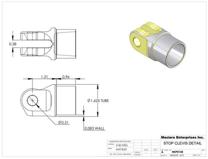 Stop Clevis, 3/8 Slot, Fits 1-5/8 x .083w