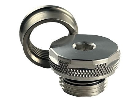 Cap and Bung Assembly, AN #12 Style, Stainless Steel Bung