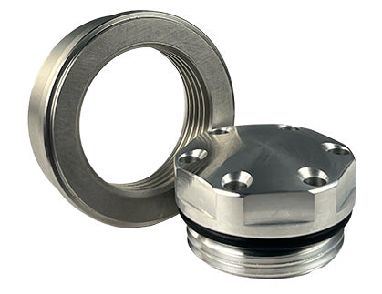 Cap and Bung Assembly, AN #16 Style, Stainless Steel Bung