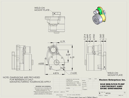 Electric Pump, Radiator Mounted, High Flow, Light, Single out, 55 GPM