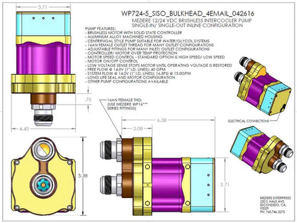 Brushless Intercooler Pump, Bulkhead, 24V, ON/OFF