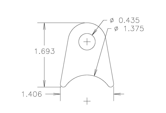 Chassis Tab, Flat #106, 4130 material, 1/8